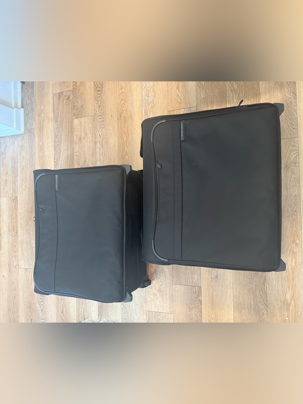 2 Briggs & Riley Black Rolling Garment Bags with Telescoping Handle